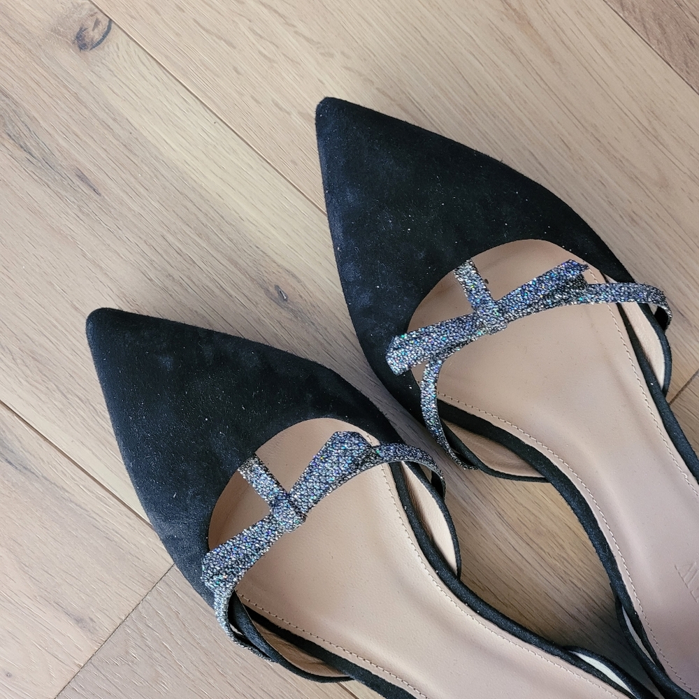 J.Crew D'orsay Sparkle Bow Flats